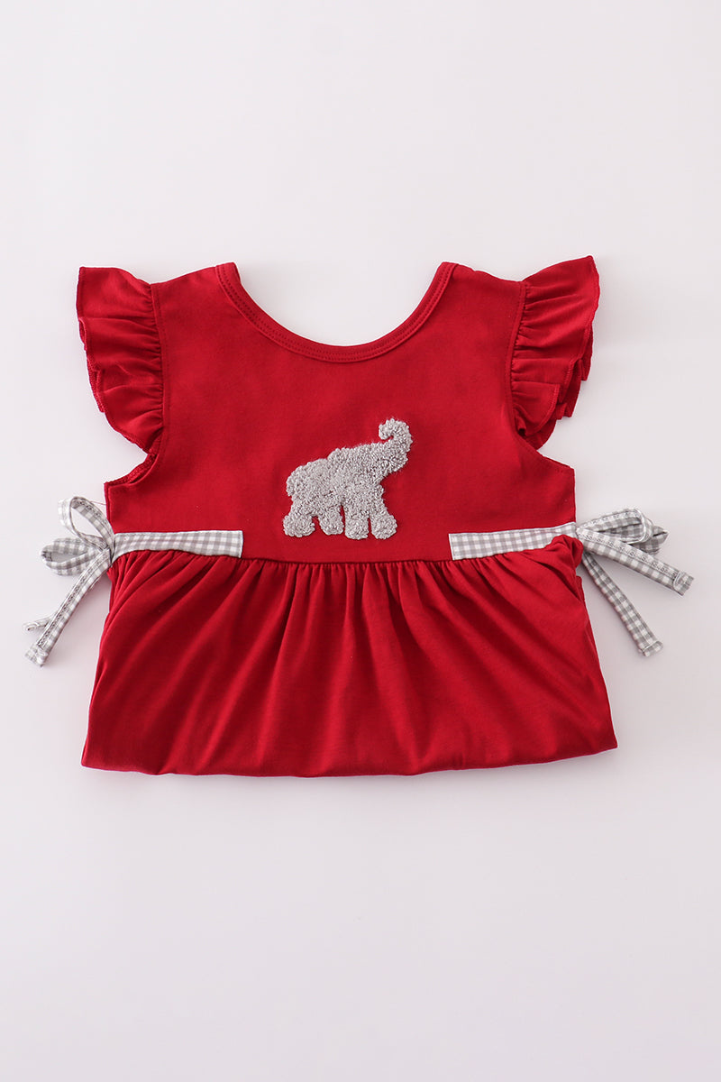 Girls Alabama Elephant French Knot Ruffle Shorts Set