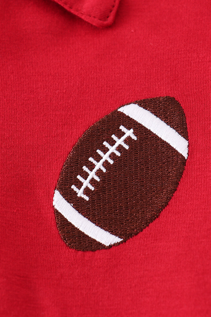 Boys Red Football Embroidered Polo