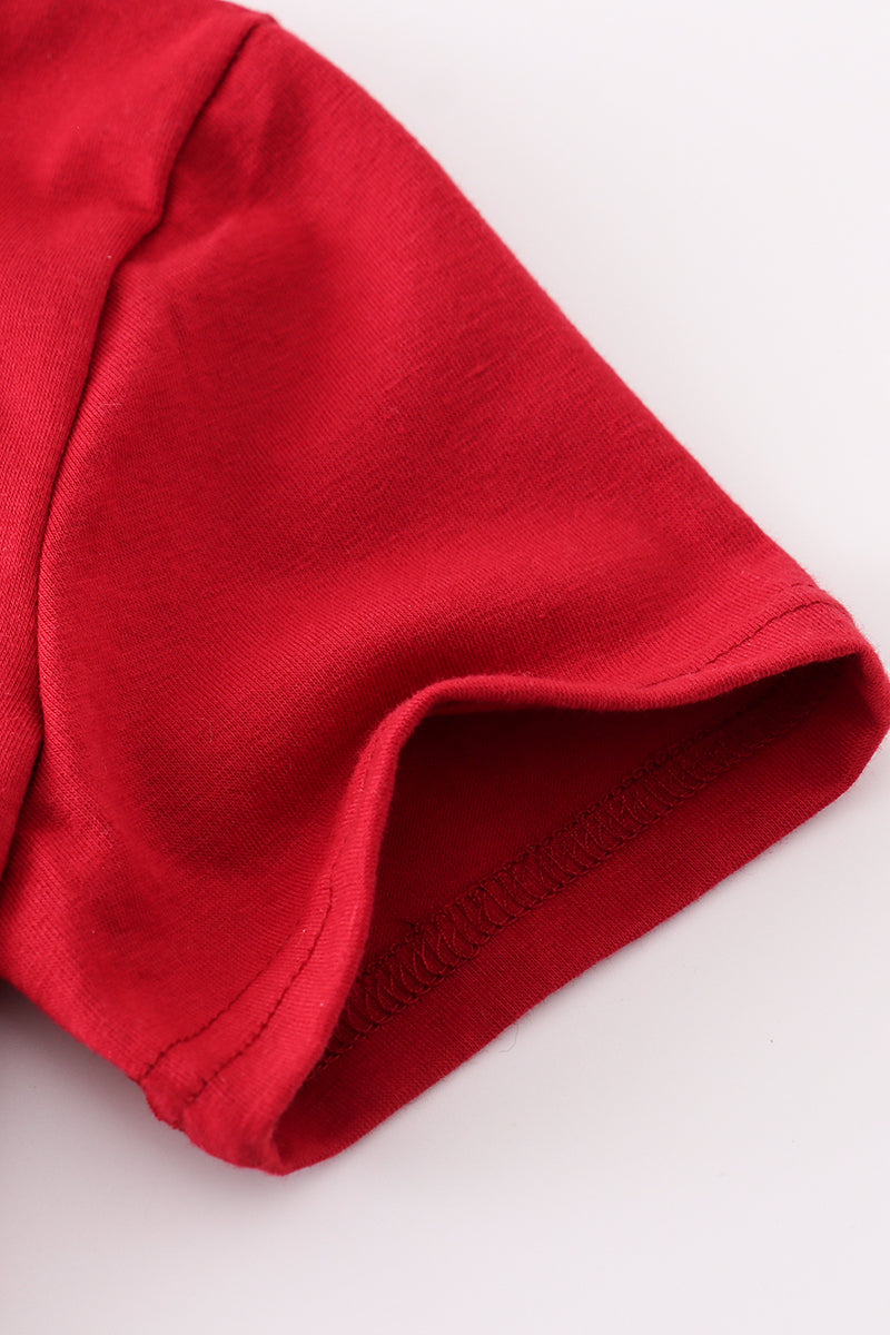 Boys Red Football Embroidered Polo