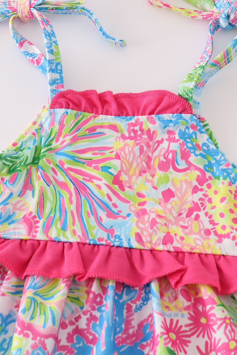 Girls Pink Tropical Floral Set