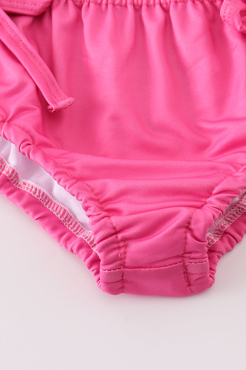 Girls Pink Tropical Floral 2pc Swimsuit