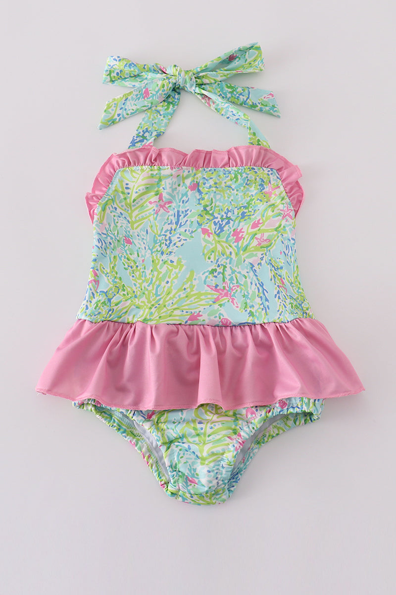 Girls Meadow Breeze Print One-Piece Swimsuit