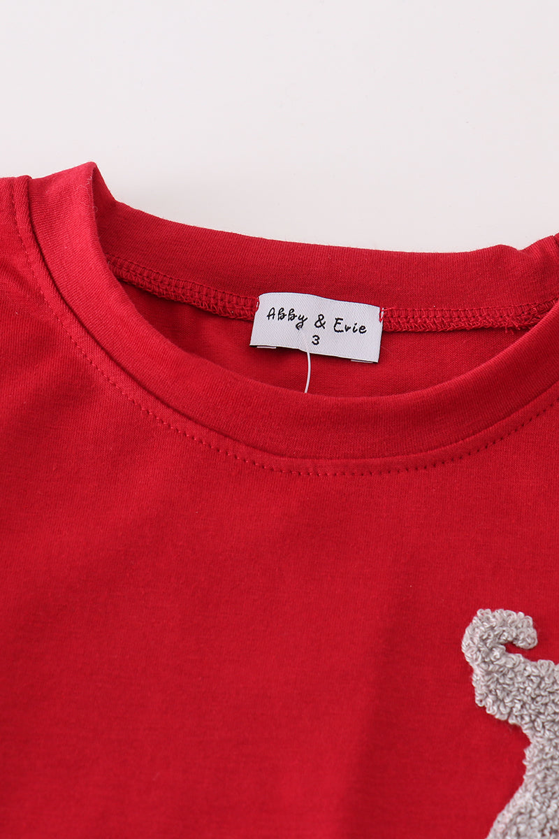 Boys Red French Knot Elephant Set