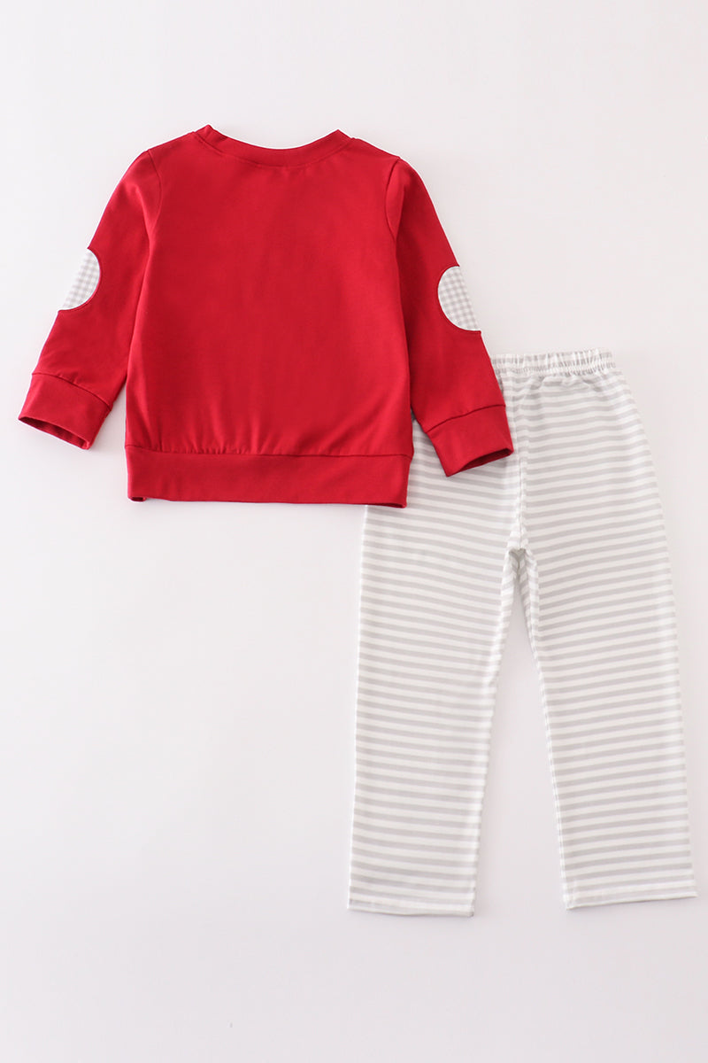 Boys Red French Knot Elephant Set