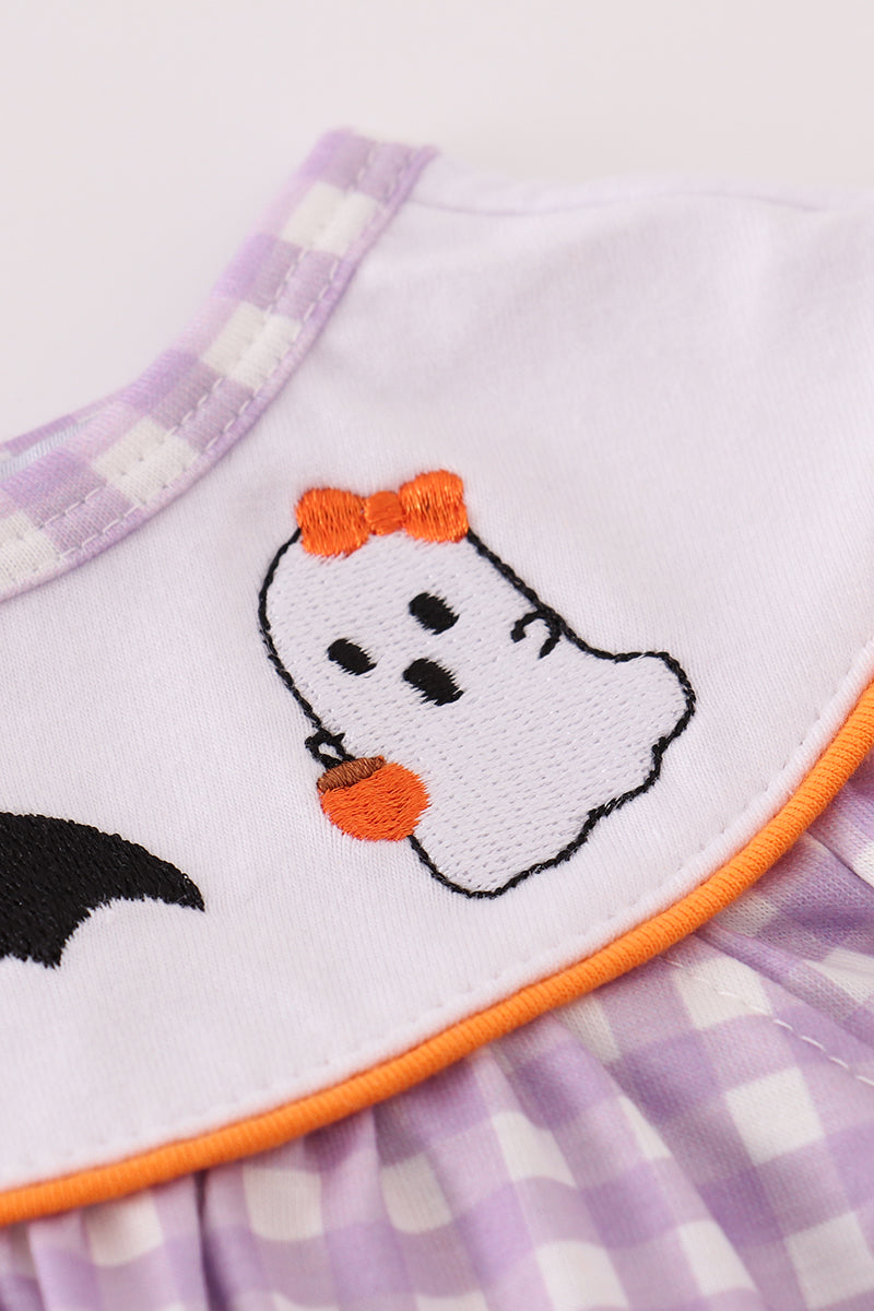 Girls Halloween Pumpkin Ghost Embroidered Pants Set