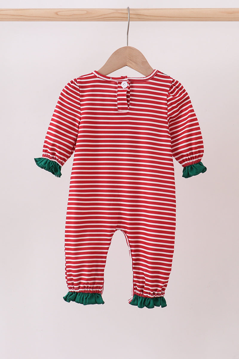 Girls Red Santa Milk Cookies Ruffle Romper