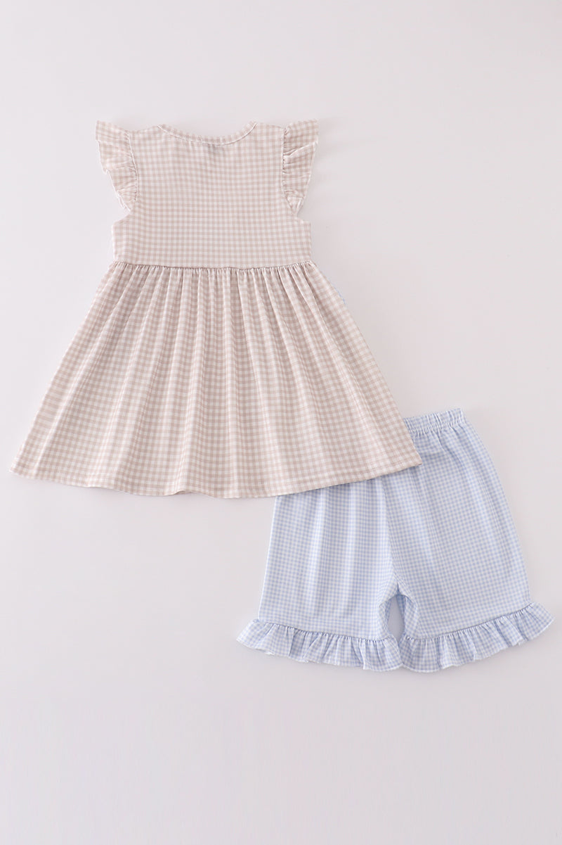 Girls Gingham Beach French Knot Set