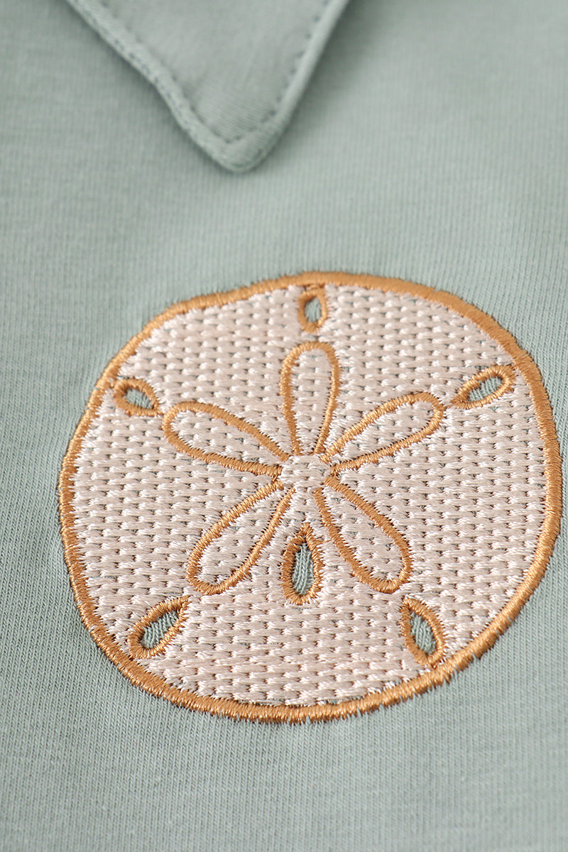 Boys Sage Sand Dollar Embroidered Polo