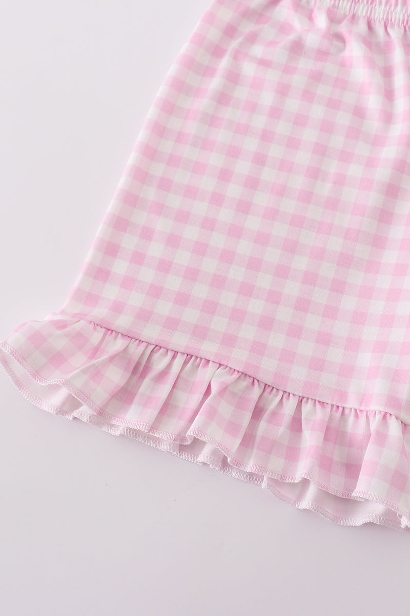 Girls Pink Cross Smocked Set