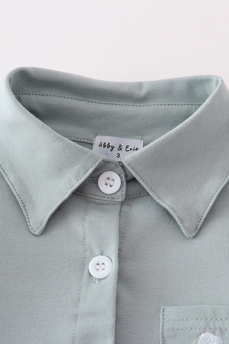 Boys French Knot Crab Button Down Shirt