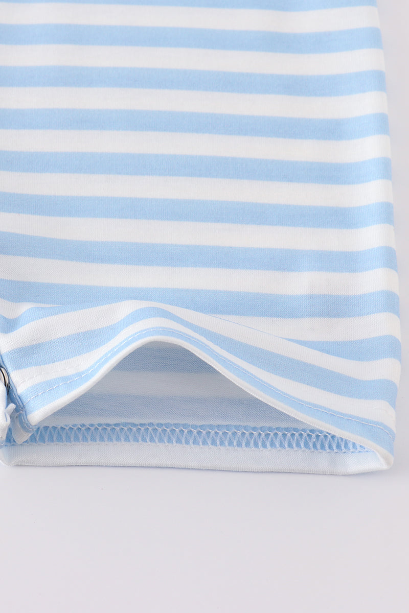 Boys Smocked Blue Stripe Helicopter Romper