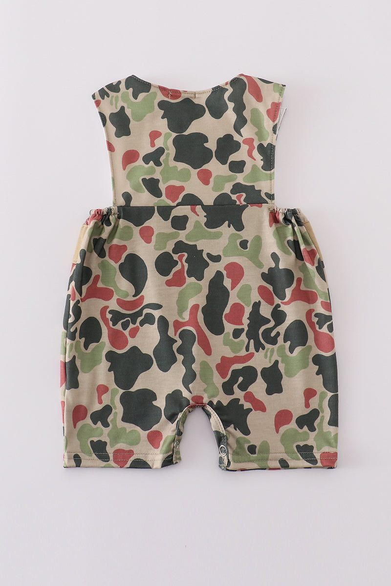 Boys Camouflage Embroidered Cross Romper