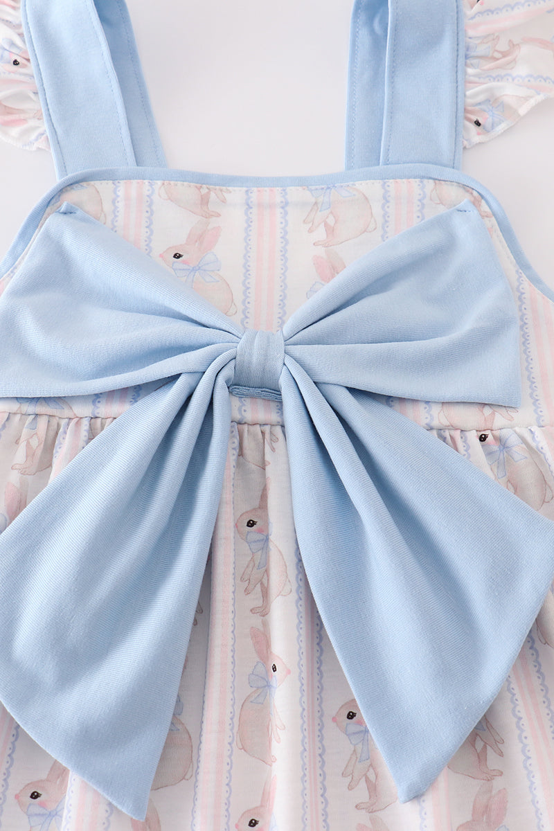 Girls Blue Bow Bunny Dress