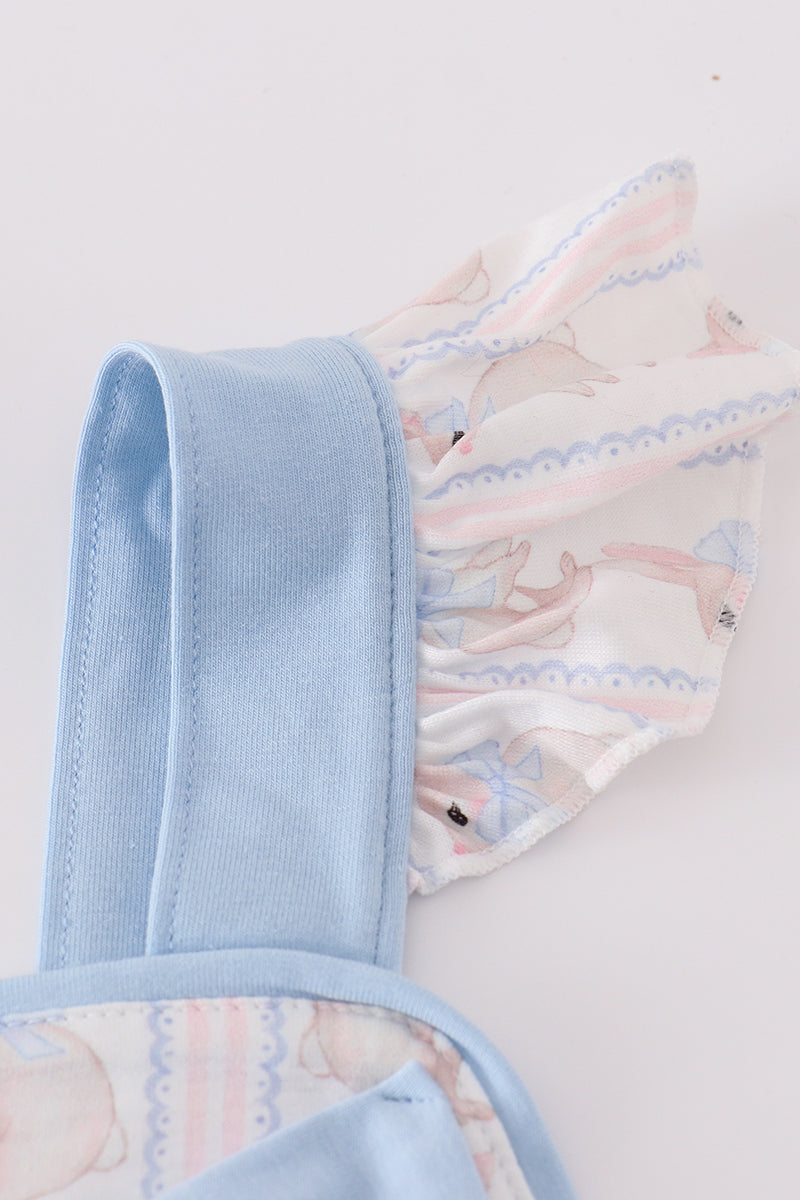 Girls Blue Bow Bunny Dress
