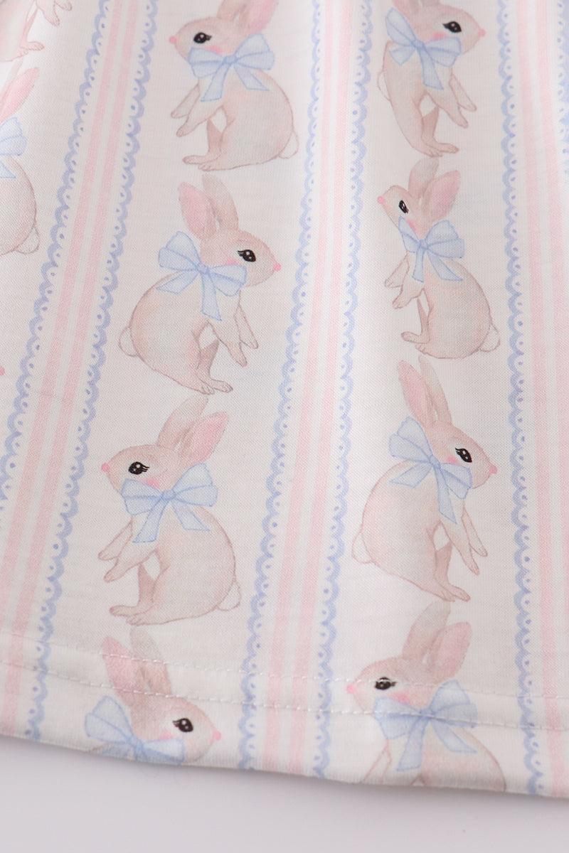 Girls Blue Bow Bunny Dress