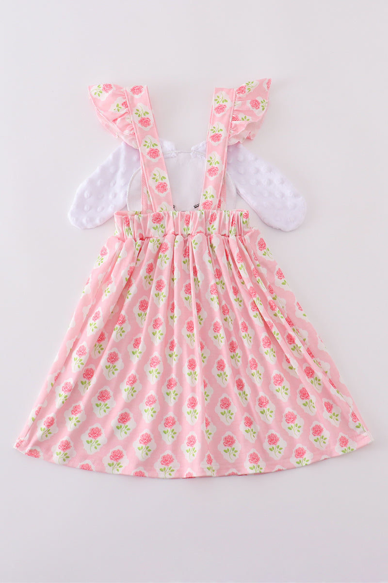 Girls Pink Floral Bunny Easter Dress