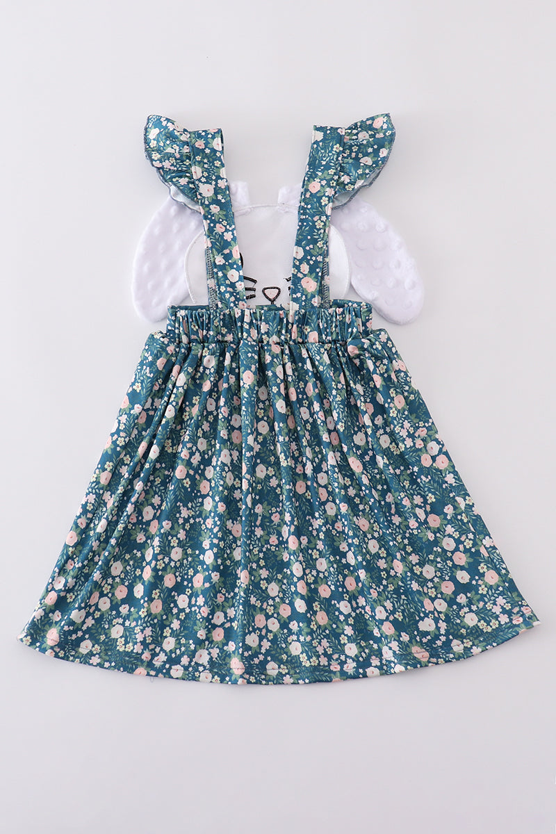Girls Floral Bunny Appliqué Dress