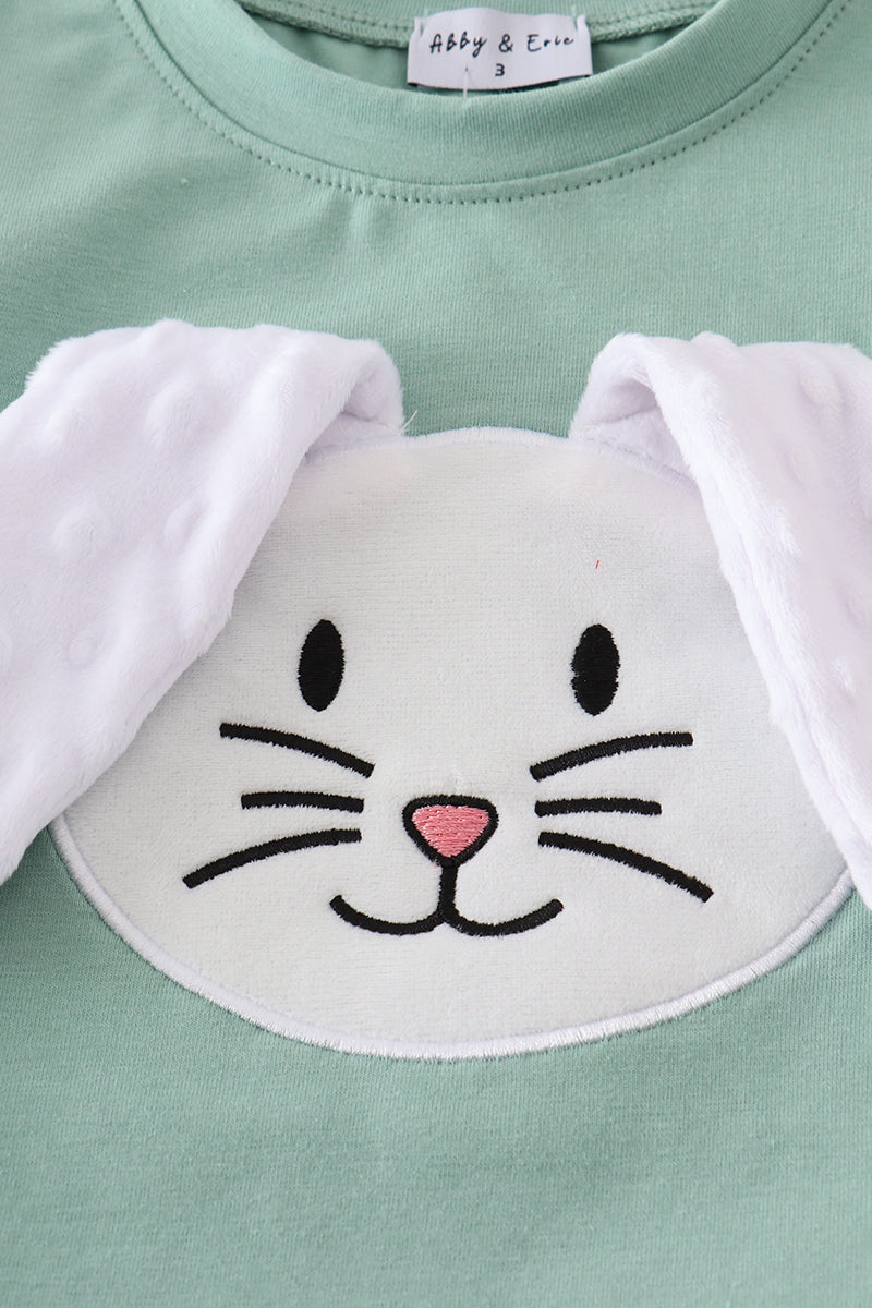 Boys Green Bunny Appliquéd Set