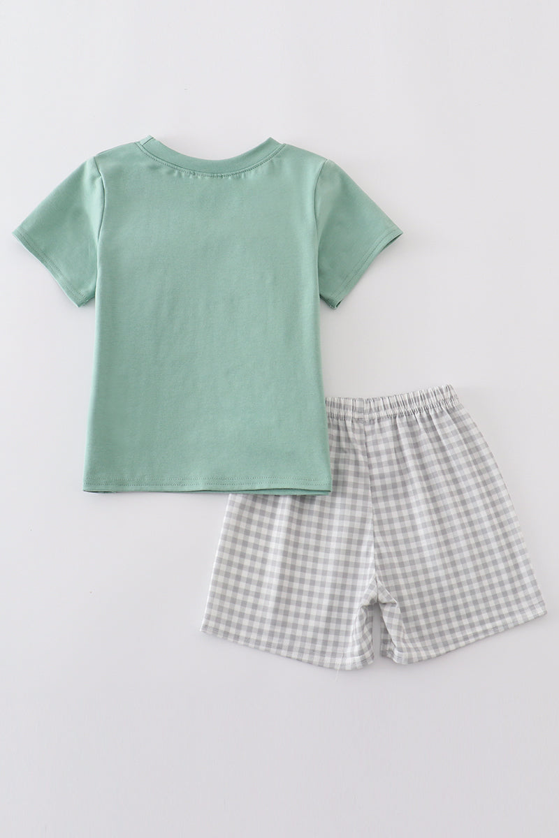 Boys Green Bunny Appliquéd Set