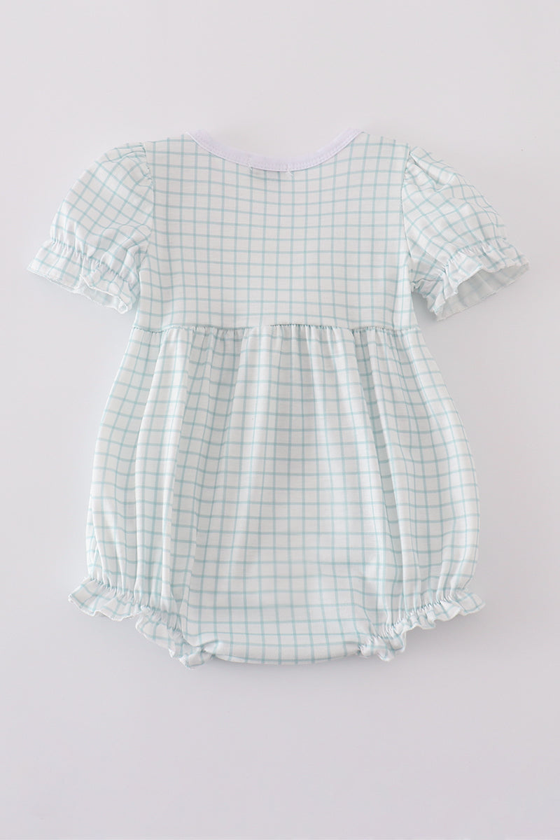 Girls Blue "He is Risen" Embroidered Bubble