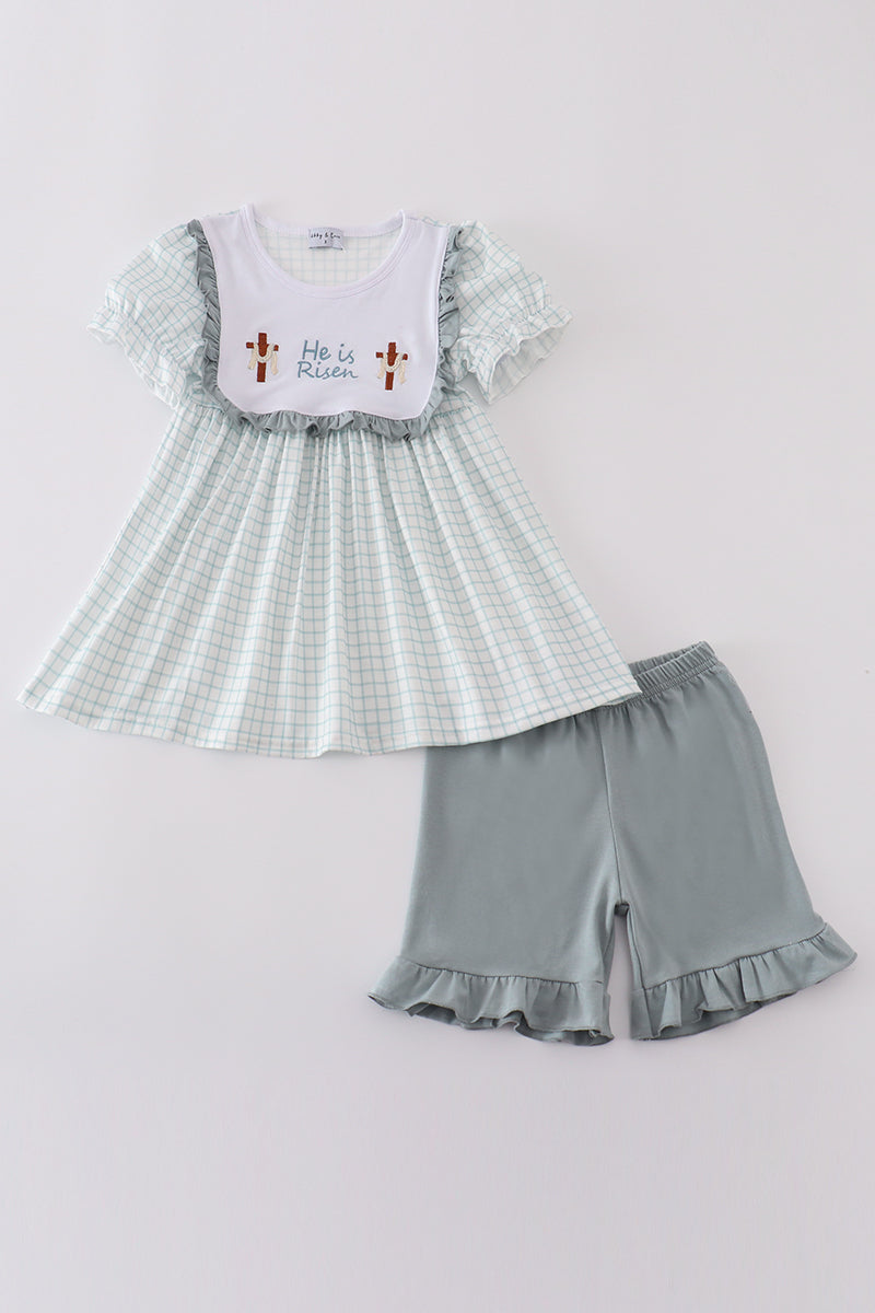Girls "He is Risen" Embroidered Set