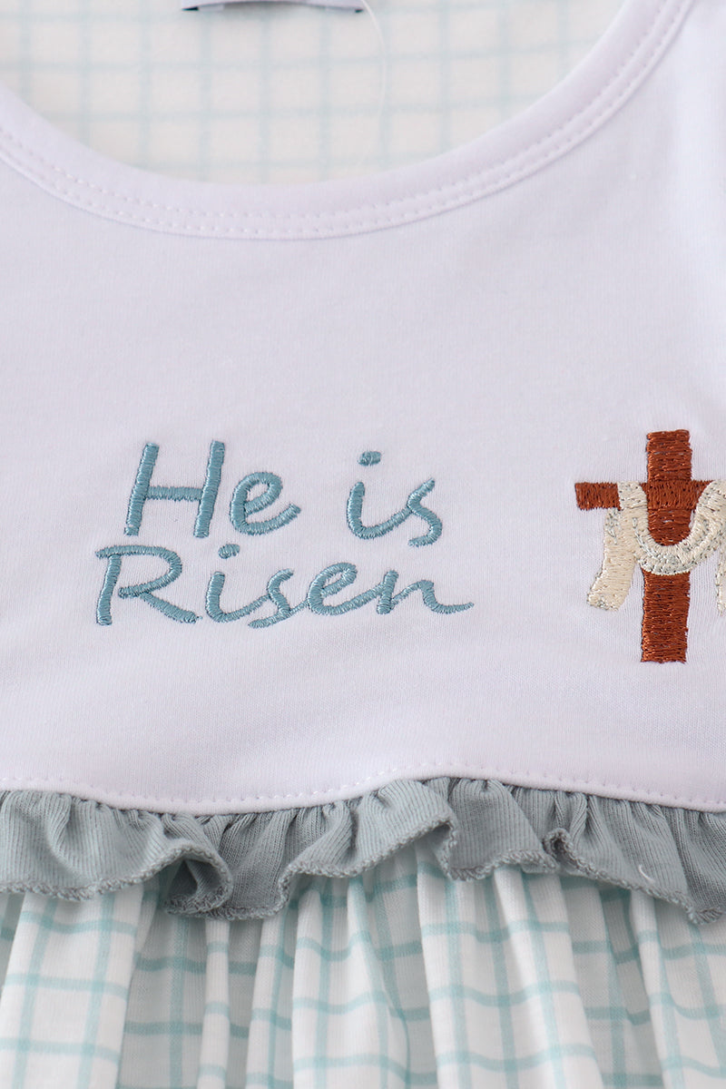 Girls "He is Risen" Embroidered Set