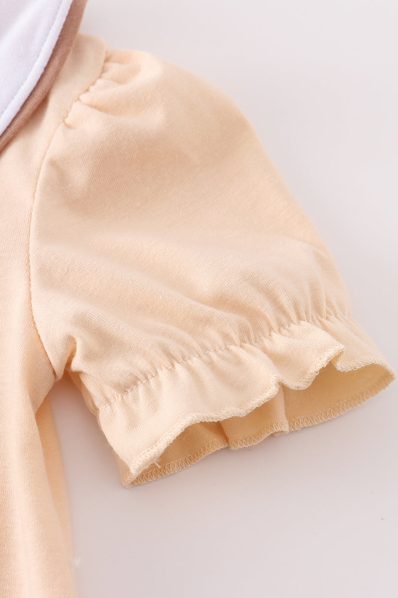 Girls Beige Cross French Knot Bubble