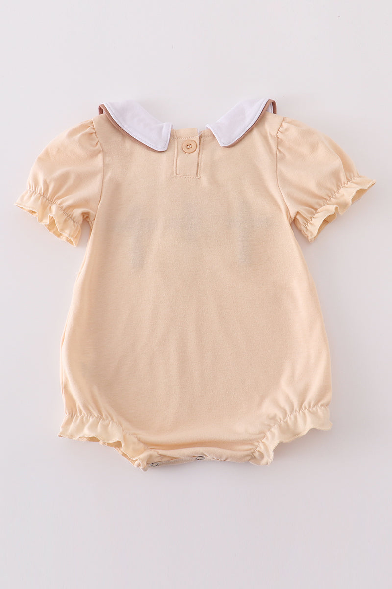 Girls Beige Cross French Knot Bubble