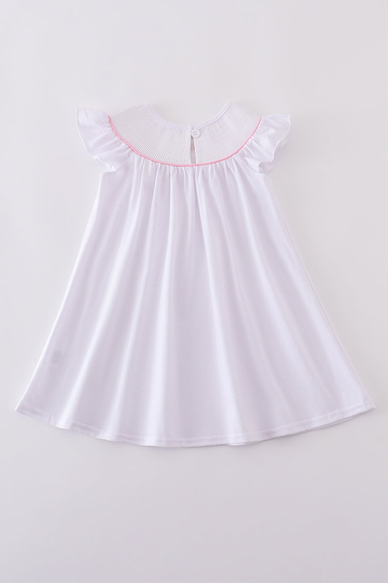 Girls Smocked Pink Bow Cross Dress
