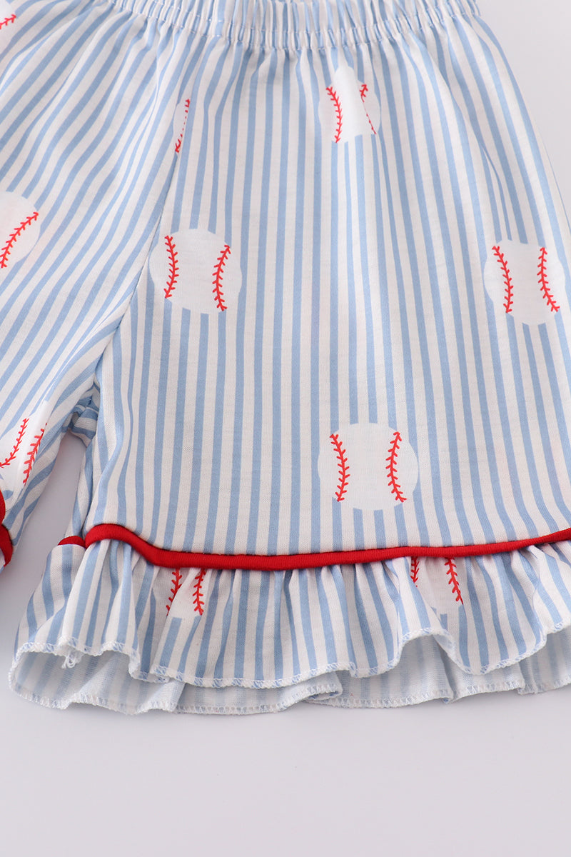 Girls Baseball Stripe Pajamas Set