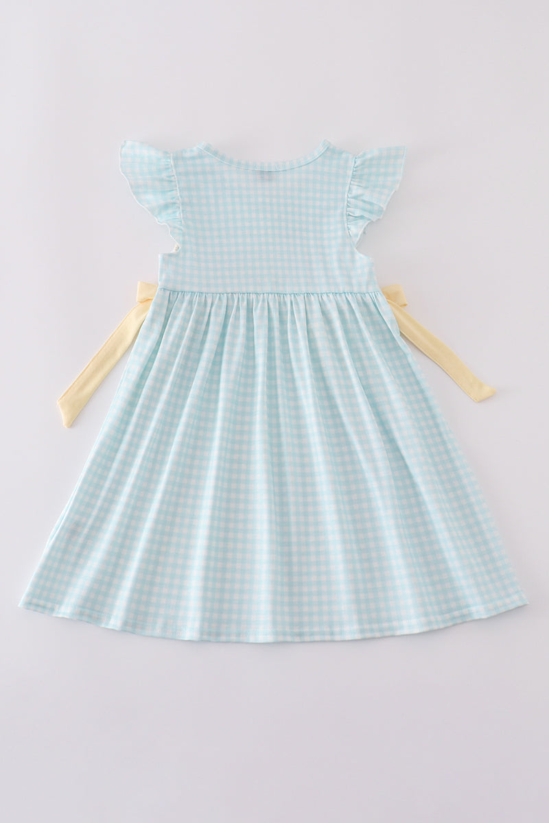 Girls Blue Bunny Smocked Dress