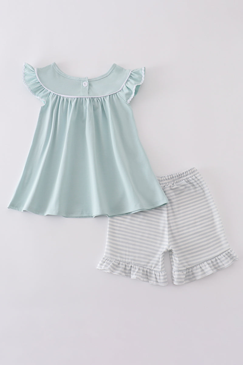 Girls Embroidered Blue Cross Set
