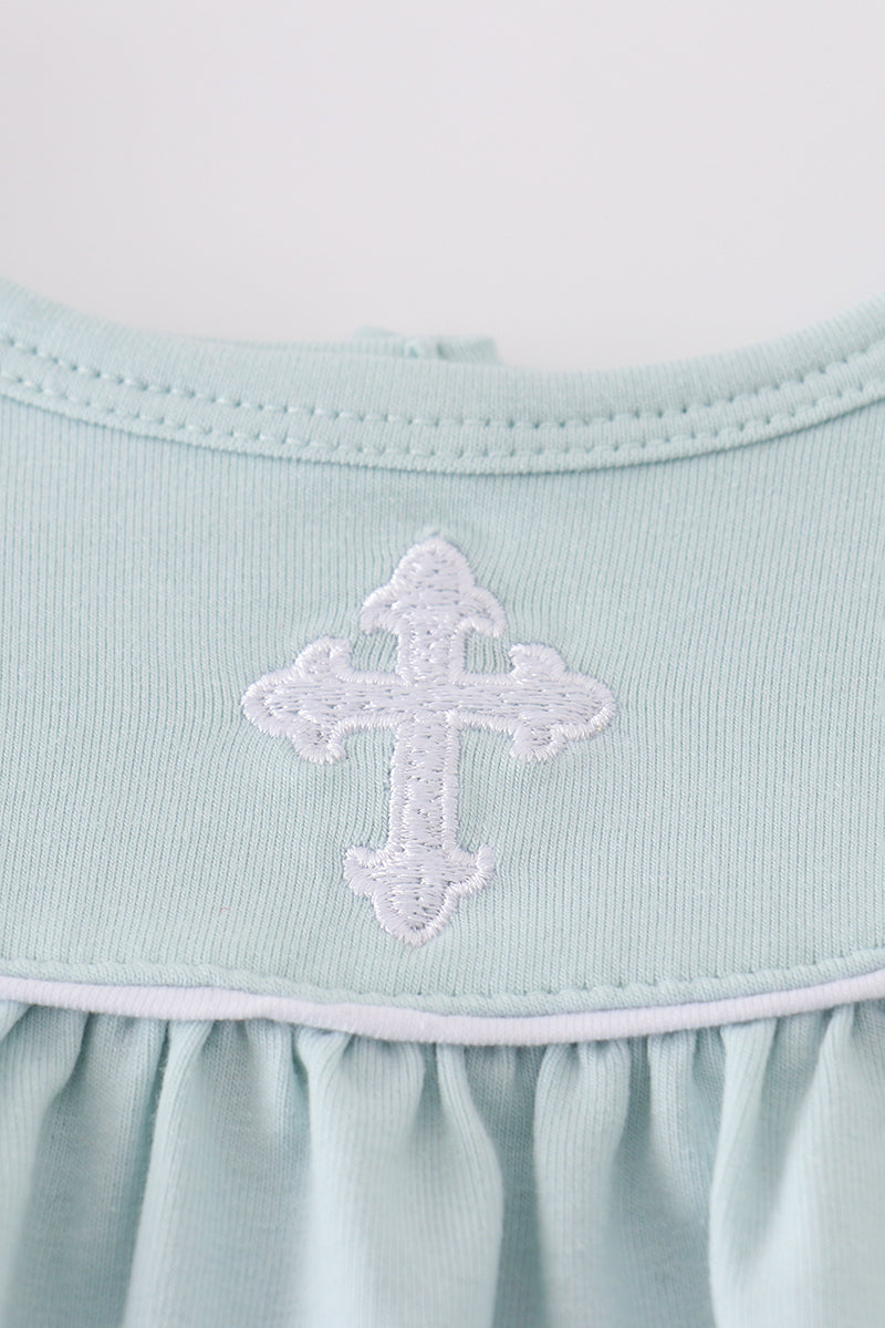 Girls Embroidered Blue Cross Set