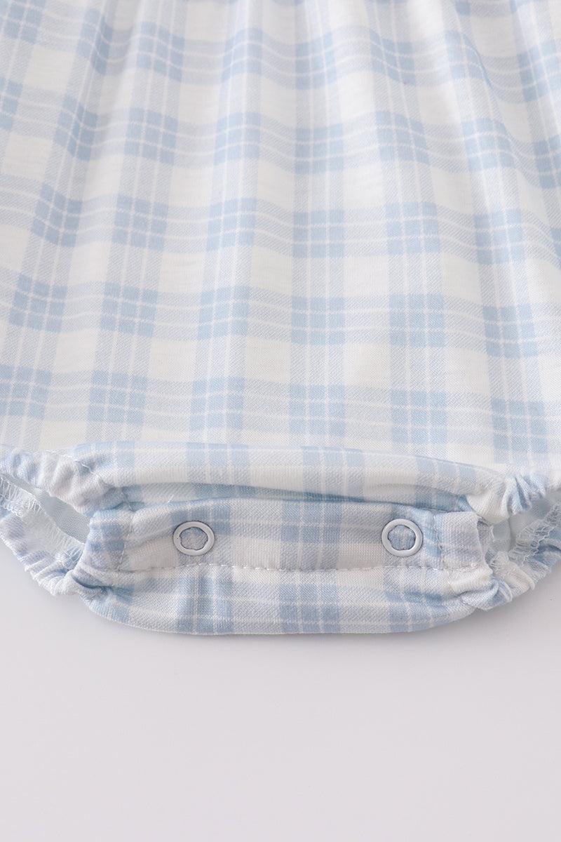 Boys Blue Plaid "He is Risen" Bubble