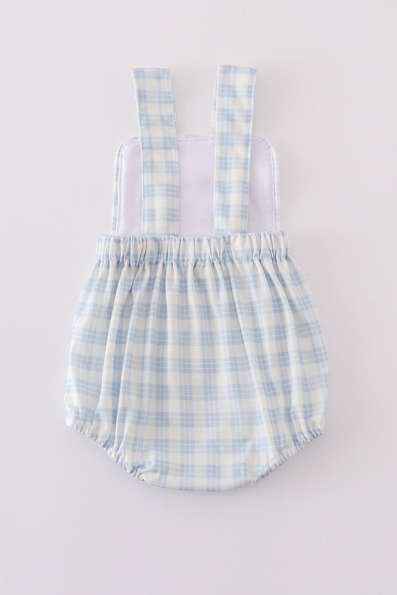 Boys Blue Plaid "He is Risen" Bubble