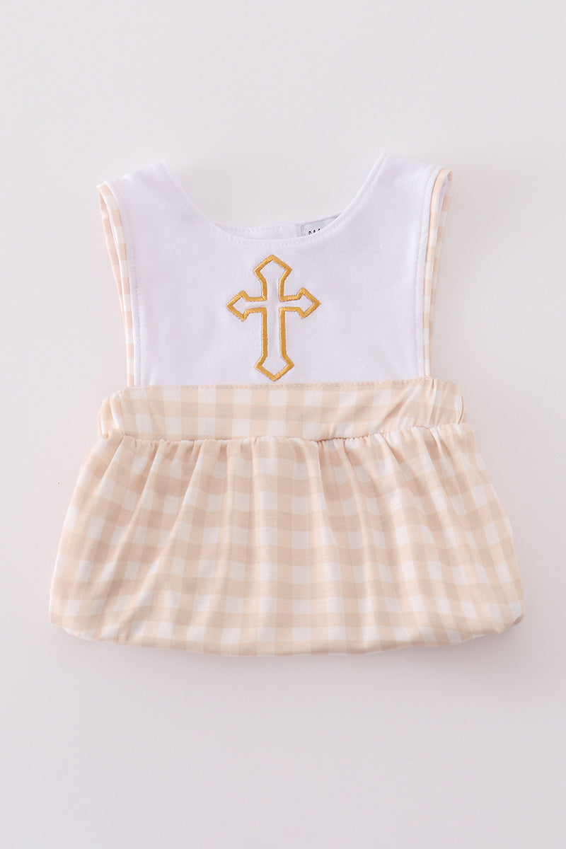 Boys Cross Embroidered Bubble