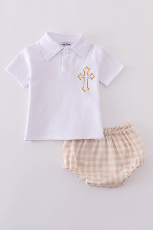 Boys Embroidered Cross Set