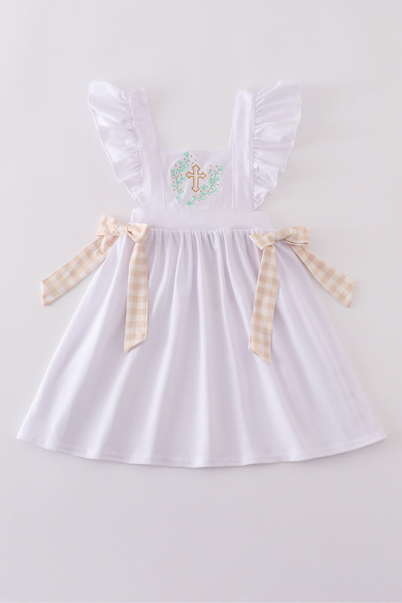 Girls Easter Cross Embroidered Dress