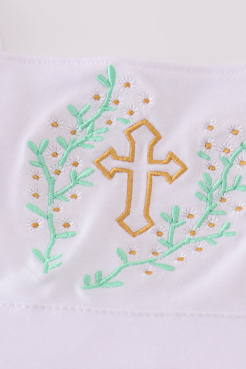 Girls Easter Cross Embroidered Dress