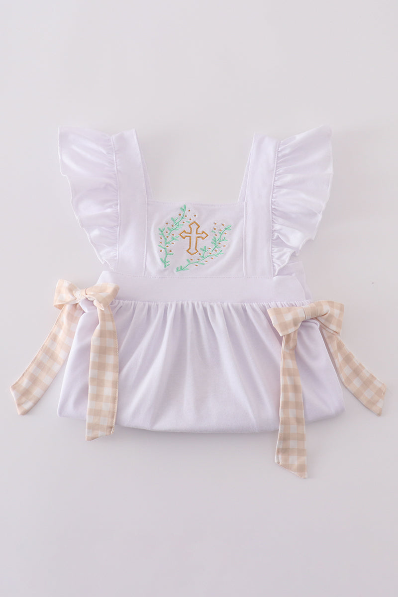 Girls Easter Cross Embroidered Dress