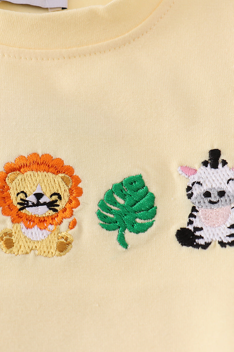 Boys Zoo Animal Embroidered Bloomer Set