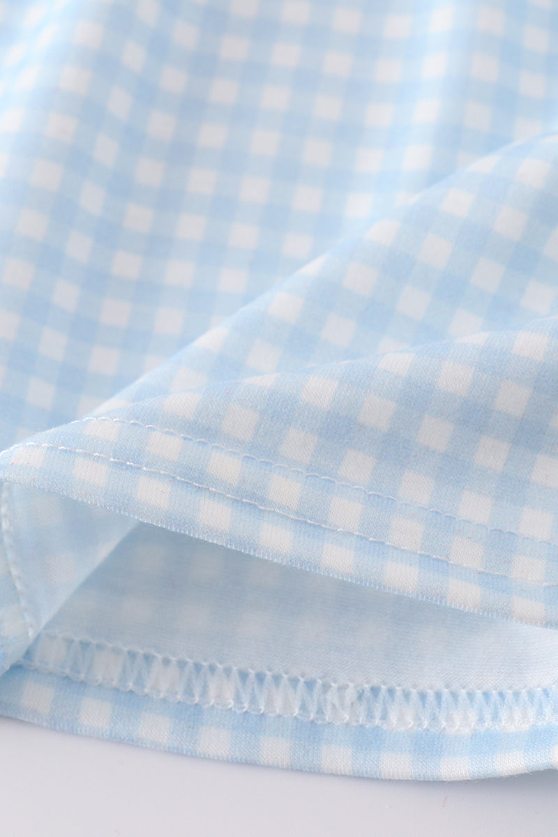 Girls Gingham Embroidered Star Bloomer Set