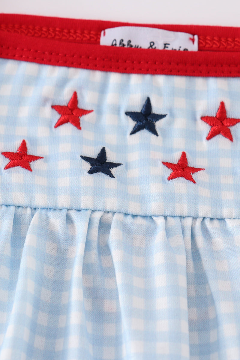 Girls Gingham Embroidered Star Dress