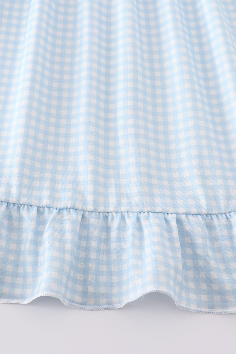Girls Gingham Embroidered Star Dress