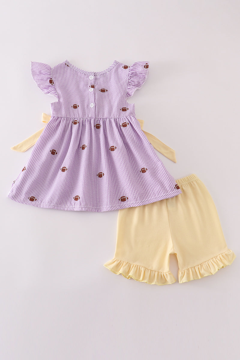 Girls Purple Seersucker "I Heart LSU" Set