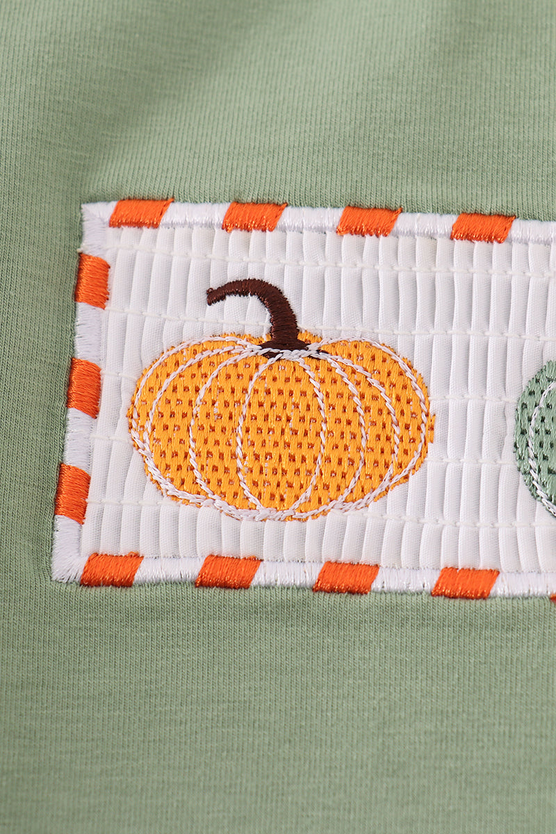 Boys Sage Pumpkin Smocked Top