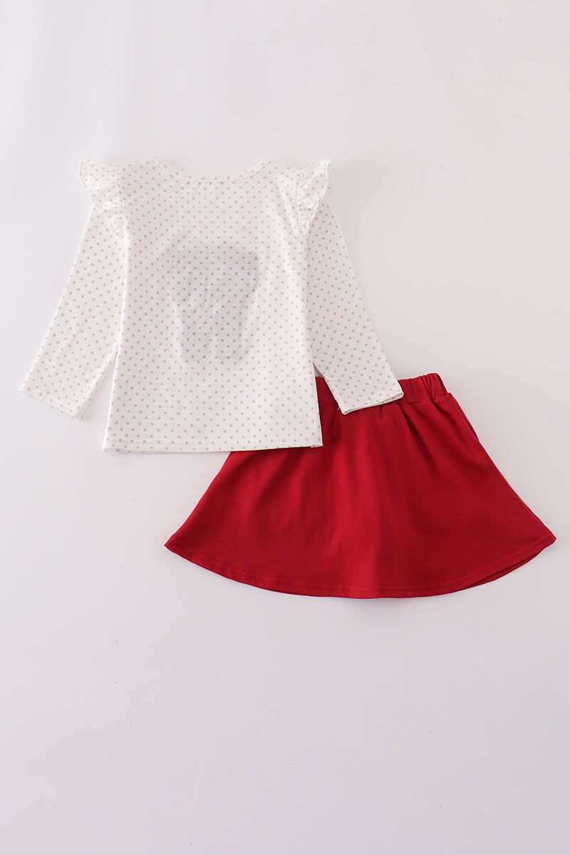 Girls Alabama Polka Dot French Knot Elephant Skort Set