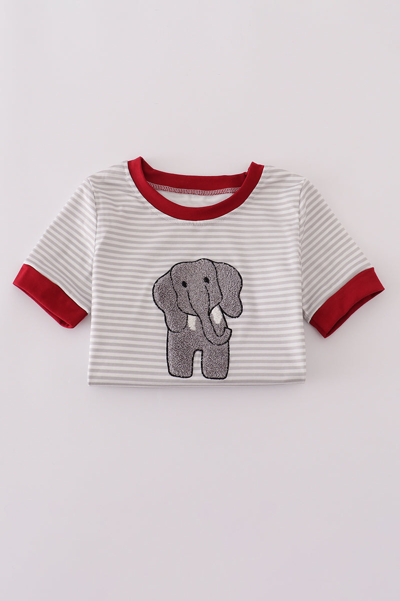 Boys Alabama French Knot Elephant Short-Sleeved Top