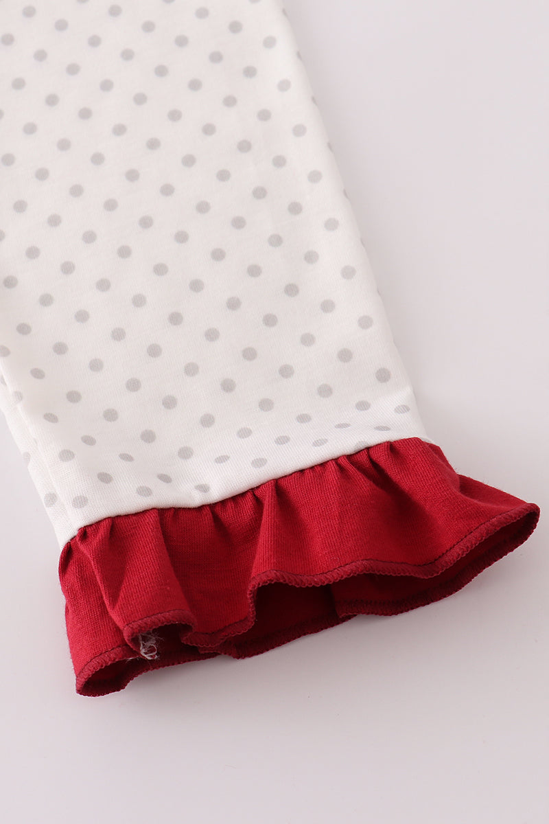 Girls Alabama Polka Dot French Knot Elephant Ruffle Pants Set