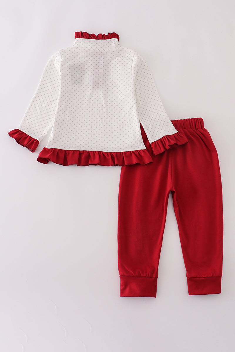 Girls Alabama Polka Dot French Knot Elephant Ruffle Pants Set